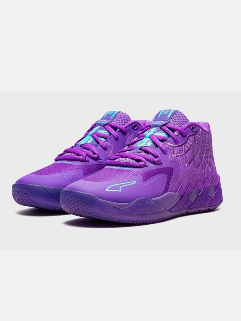Puma Purple Lamelo Ball Athletic Shoes with Teal Accents